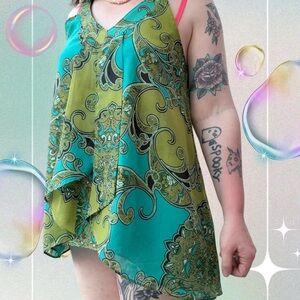 Apt. 9 Teal and Green Paisley Halter Camisole